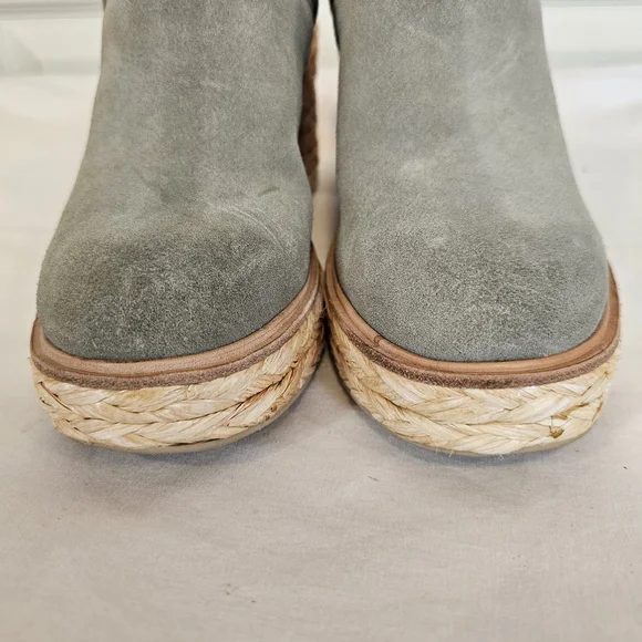 Dolce Vita Sage Suede Camdin Raffia Platform Clog Mule Heels - Picture 8 of 9